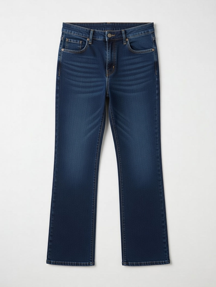 High-Waist Bootcut Jeans Blue - Women's