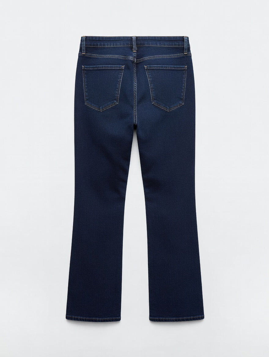 High-Waist Bootcut Jeans Blue - Women's