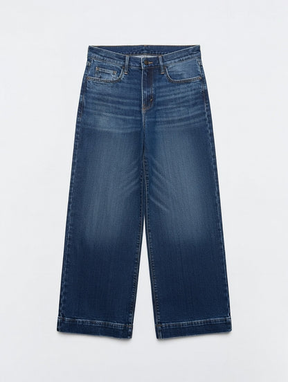 High-Waist Wide Leg Jeans Blue - Women's