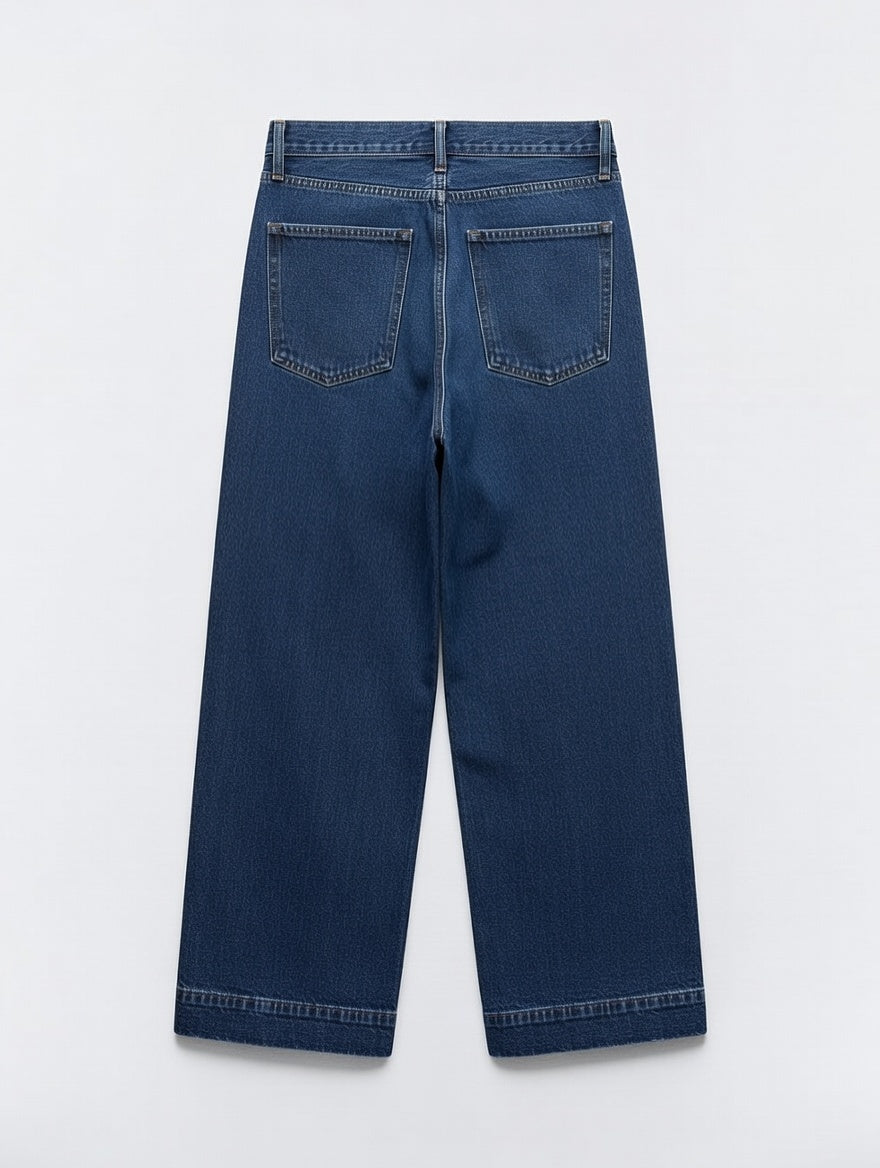 High-Waist Wide Leg Jeans Blue - Women's