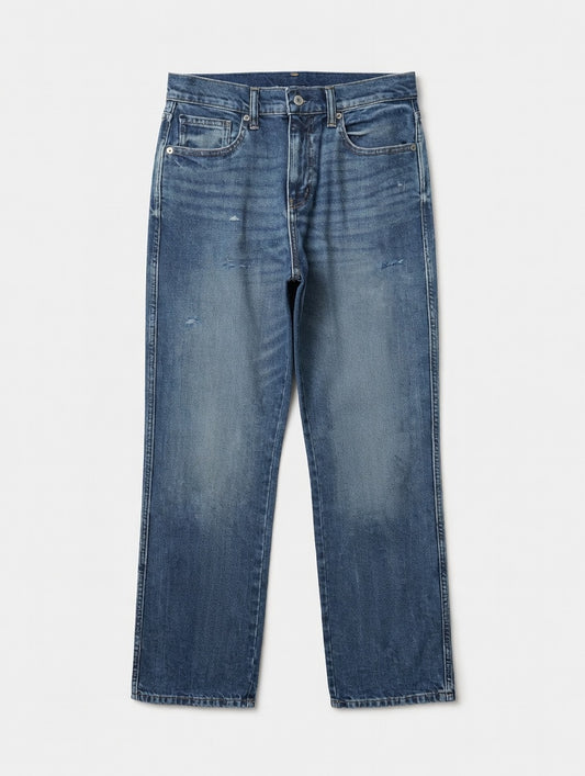 Distressed Straight Jeans Blue - Women's