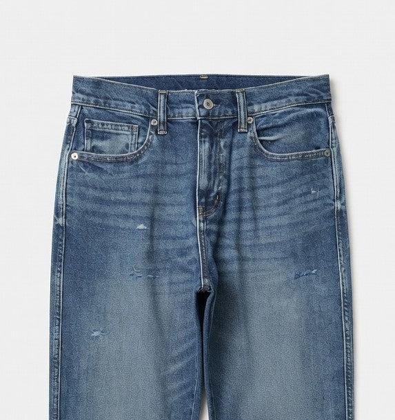 Distressed Straight Jeans Blue - Women's